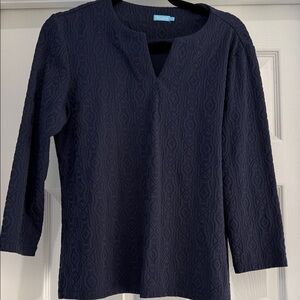 J. McLaughlin Navy Textured Top